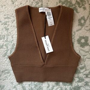 NWT Aritzia Babaton Sculpt Knit V-Neck Top